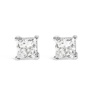 House of Brilliance 14K White Gold 3/4 Ct Princess Lab Grown Diamond Solitaire Stud Earrings at Nordstrom