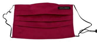 Dolce & Gabbana Womens Maroon Silk Pleated Elastic Ear Strap One Size Face Mask Accessory