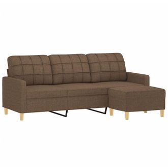 vidaXL Vidaxl - Sof&aacute; De 3 Plazas Con Taburete De Tela Marr&oacute;n 180 Cm