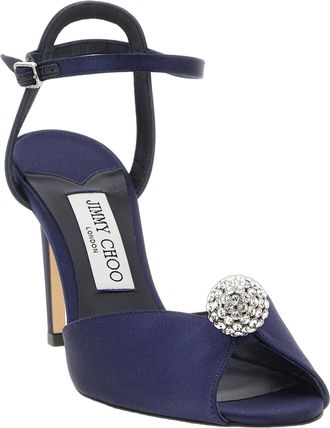 Jimmy Choo London Womens Sacora Heel Navy Satin Upper