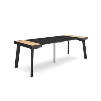 Skraut Home Mesa Consola Extensible, Mesa Comedor Plegable, 220, Para 10 Comensales, Patas De Madera, Estilo Moderno, Roble Y Negro - Skraut Home