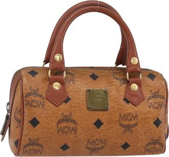 MCM Visetos Handbag Canvas And Leather Brown Canvas Handbag (Pre-Owned)