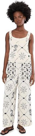 Free People Rising Sun Overall Womens Clothing Solar Ecru : MD (Womens 8-10), Polyester