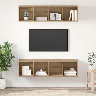 Berkfield Home 2 pcs Artisan oak 37 x 37 x 142.5 cm Engineered wood in Brown