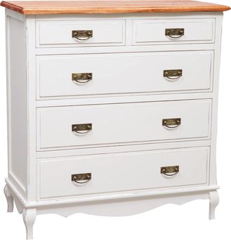 Biscottini International C&oacute;moda De Estilo Country De Madera Maciza De Tilo Armaz&oacute;n Blanco Envejecido Acabado Con Efecto Nogal 100x45x106 Cm