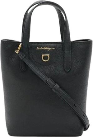Ferragamo Pre-owned Leather 2way Shoulder Bag - Dames - Vintage Shopper - Zwart - ONE Size - Leer - Vintage