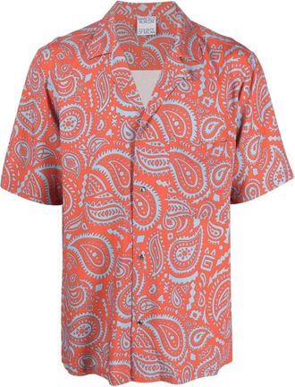 Marcelo Burlon Paisley Shirt met Korte Mouwen - Heren - Korte mouwen Overhemden - Rood - S - Polyester - Overhemden