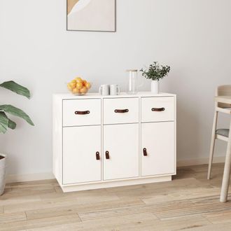 Berkfield Home Sideboard White 100x40x75 cm Solid Wood Pine | Size: 100 x 40 x 75 cm