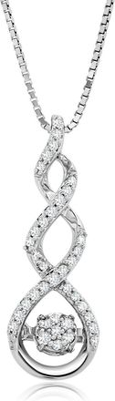 MAX + STONE Dancing Diamond Side by Side Real Diamond Pendant Necklace for Women in Solid 925 Sterling Silver (1/10 ct. tw.), 18 Chain
