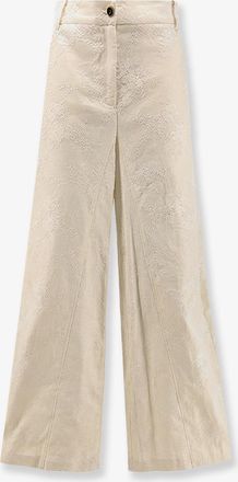 Pinko Ivy linen trousers with embroidery - PINKO - gender_Woman