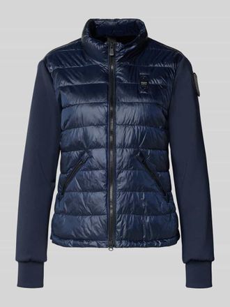 Blauer Steppjacke mit Label-Patches Modell HASKEL in Marine, Gr&ouml;&szlig;e XL