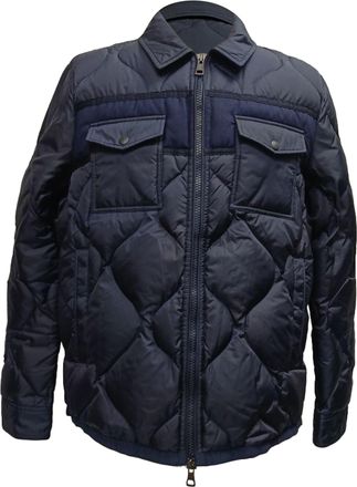 Moncler Pre-owned Mens Stephan Shirt Jacket in Navy Blue Polyamide - Size Large