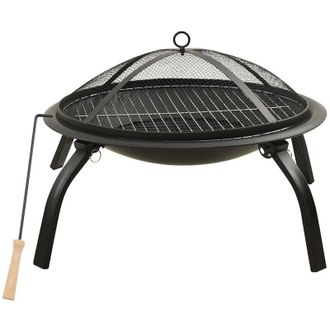 vidaXL Vidaxl - Brasero Y Barbacoa 2 En 1 Con Atizador Acero 56x56x49 Cm
