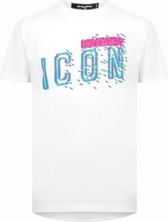 Dsquared2 Mens DSquared2 Icon Pixals T-Shirt White - Size: 40