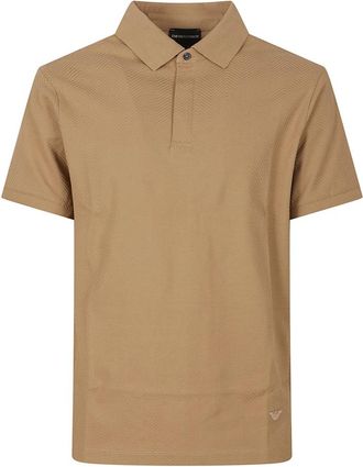 Emporio Armani Polo shirt met textuur - Heren - Polos - Beige - XL - Katoen - Tops