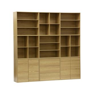 Sweeek Kit estanter&iacute;a o biblioteca modular con 9 secciones, roble
