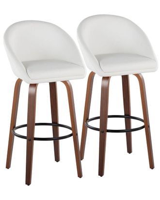 LumiSource Set Of 2 Matisse Highback 30In Contemporary Fixed-Height Swivel Bar Stools With Footrest
