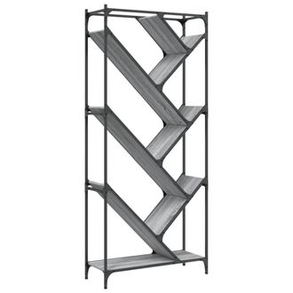 Berkfield Home Bookcase Grey Sonoma 79x30x180 cm Engineered Wood & Metal | Size: 79 x 30 x 180 cm
