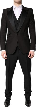 Dolce & Gabbana Black Single Breasted Formal 3 Piece Mens Suit