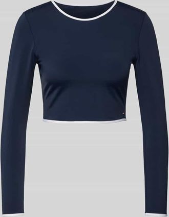 Tommy Hilfiger Bikini-Oberteil mit langen Ärmeln in Marine, Größe XL