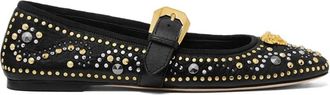 Versace Zwarte platte schoenen - Dames - Ballerinas - Zwart - 38 1/2 EU - Schoenen