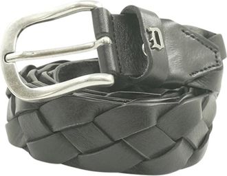 Dondup Gevlochten Riem - unisex - Riemen - Zwart - 90 CM - Leer - Accessoires