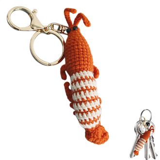 Generic Knitted Shrimp Pendant | Cartoon Shrimp Doll Pendant Decor | Novel and Interesting Decorative Keychain for Car Keys, Backpack, Mobile Phones, Bags, an