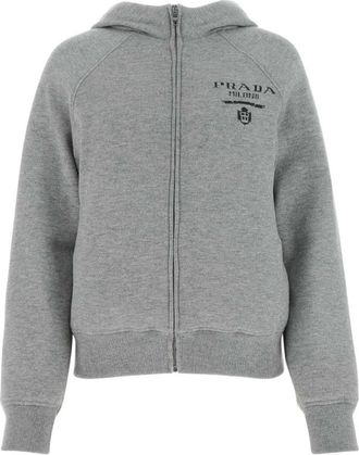Prada Grey Cashmere Blend Down Sweatshirt