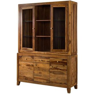 Massivmoebel24 ANCONA 145 Credenza in legno di sheesham - laccato / marrone 140x45x200