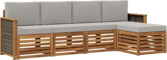 vidaXL Conjunto De Sof&aacute;s De Exterior 5 Uds. Natural Y Gris Claro Vidaxl