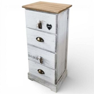 No Brand Mobile mobiletto bianco in legno con 4 cassetti 35x28xH73 cm