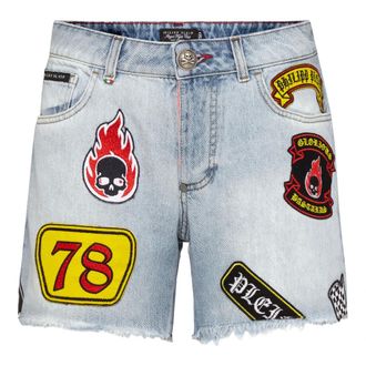 Philipp Plein Dames, Korte broeken, Blauw, Maat: W26 Katoen