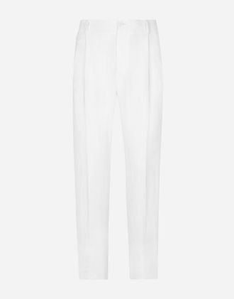 Dolce & Gabbana Pantalone - Man Pants And Shorts White Linen 48