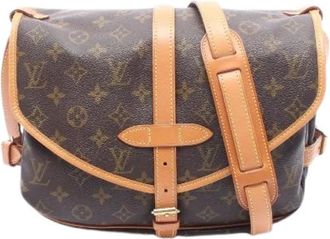 Louis Vuitton Pre-owned Cross Body Bags, female, Brown, Size: ONE SIZE Pre-owned Saumur30 Monogram Coated Canvas Shoulder Bag