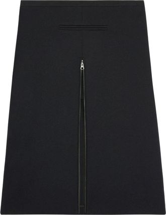 Courr&egrave;ges Midi Rok met Rits aan de Voorkant - Dames - Midirokken - Zwart - M - Leer - Rokken