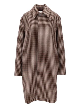 Saint Laurent Vichy checked mac coat - Brown
