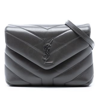 Saint Laurent Pre-owned Womens Toy Matelasse Leather Monogram Loulou Crossbody - Grey - One Size
