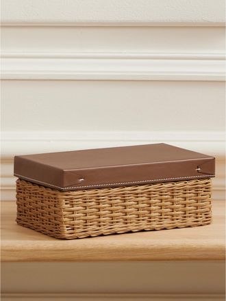 Ralph Lauren Home Bailey Small Wicker And Embossed Leather Box - Brown