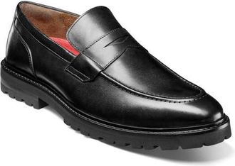 Stacy Adams Hazleton Apron Toe Lugged Penny Loafer in Black at Nordstrom, Size 10.5