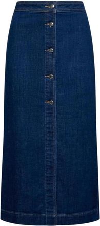 Silvian Heach Sikim Midi Rok - Dames - Spijkerrokken - Blauw - W29 - Katoen - Rokken