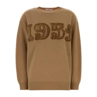 Max Mara Fido Truien met ronde hals - Dames - Ronde hals truien - Bruin - M - Truien & Vesten