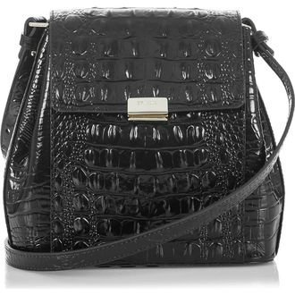 Brahmin Margo Croc Embossed Leather Crossbody Bag in Black at Nordstrom