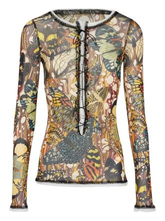 Jean Paul Gaultier Papillon Jaune lacing top - Neutrals