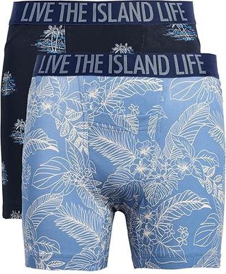 Tommy Bahama 2-pack Cotton Modal Boxers Brief Mens Jumpsuit & Rompers One Piece Blue/White Print : 2XL (44-46 Waist), Cotton/Modal/Spandex