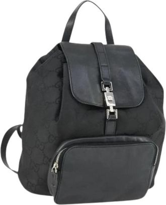 Gucci Pre-owned Canvas Rugzak - Dames - Vintage Rugzakken - Zwart - ONE Size - Vintage