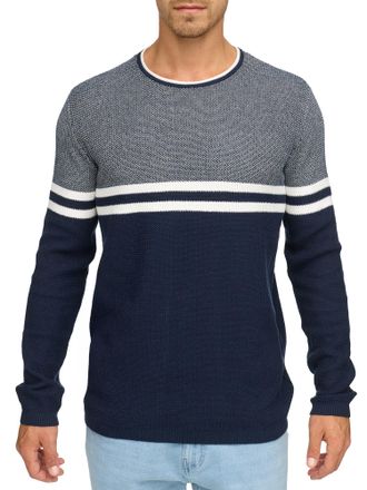 Indicode Rundhalspullover INDICODE INJaluf, Herren, Gr. XXL, sky captain, Strick, Obermaterial: 100% Baumwolle, colorblocking, unifarben, regular fit h&uuml;ftbedec