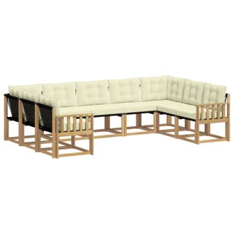 vidaXL Conjunto De Sof&aacute;s De Exterior Con Coj&iacute;n 9 Pcs Blanco Y Crema Vidaxl