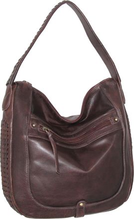 Nino Bossi Vintage Leather Woven Accent Hobo in Walnut