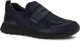 Prada Mens Blue Calf Leather Bos Taurus Athletic Sneakers