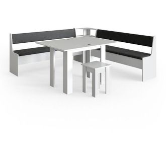 Vicco Gruppo panca ad angolo Roman, Bianco, 210 x 41.5 cm con tavolo